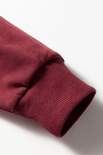 Red Dahlia Varsity Striped Detail Drop Shoulder Oversized Sweatshirt