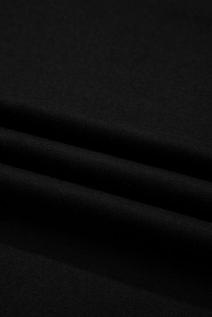 Black Varsity Striped Sleeve Drop Shoulder Sweatshirt and Short Set