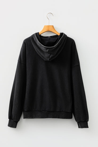 Ashleigh Blue Half Zip Kangaroo Pocket Mineral Wash Baggy Hoodie