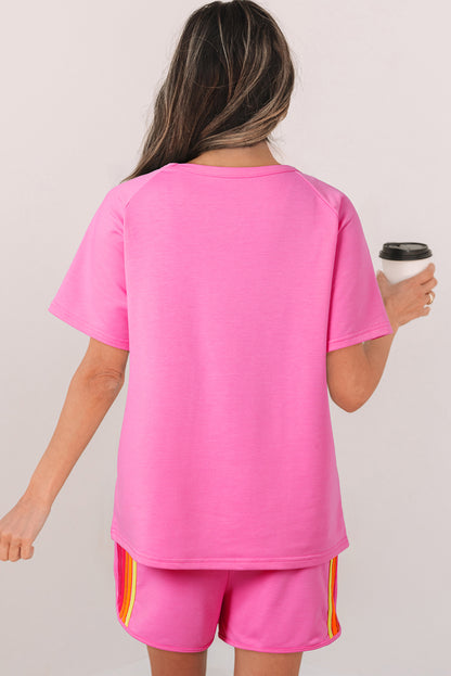 Bonbon Striped Patch Front Casual Tee