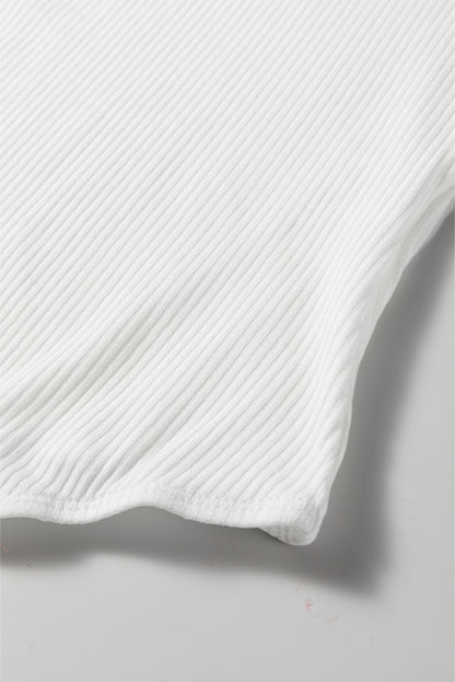 Black Ribbed Long Sleeve Crew Neck Solid Color Bodysuit