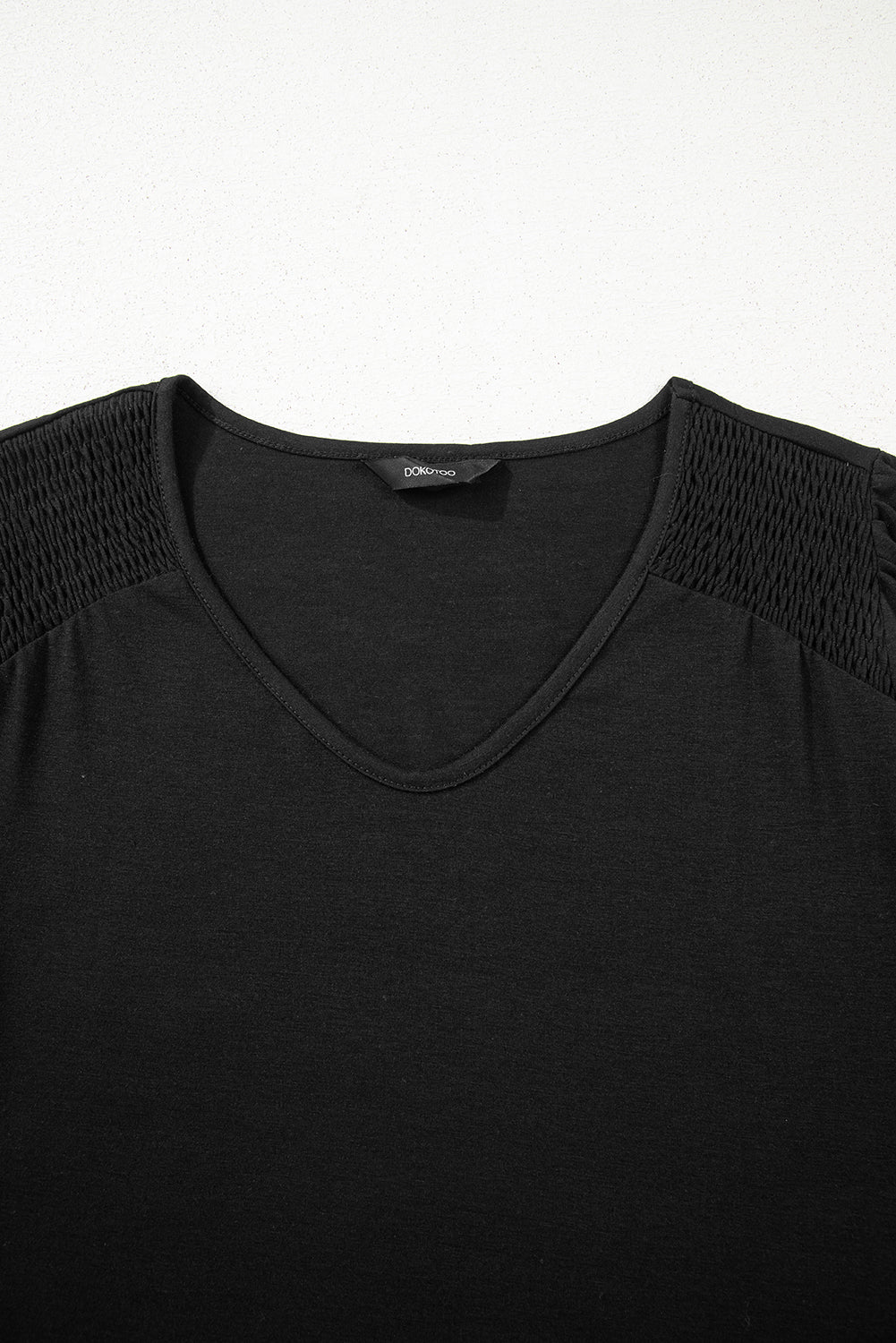 Sky Blue Shirred Shoulder Frilled Cuffs Long Sleeve Top