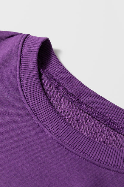 Tillandsia Purple Varsity Striped Detail Drop Shoulder Oversized Sweatshirt