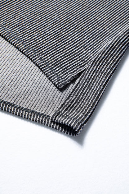 Parchment Twist Ribbed Exposed Seam Detail Long Sleeve Loose Top