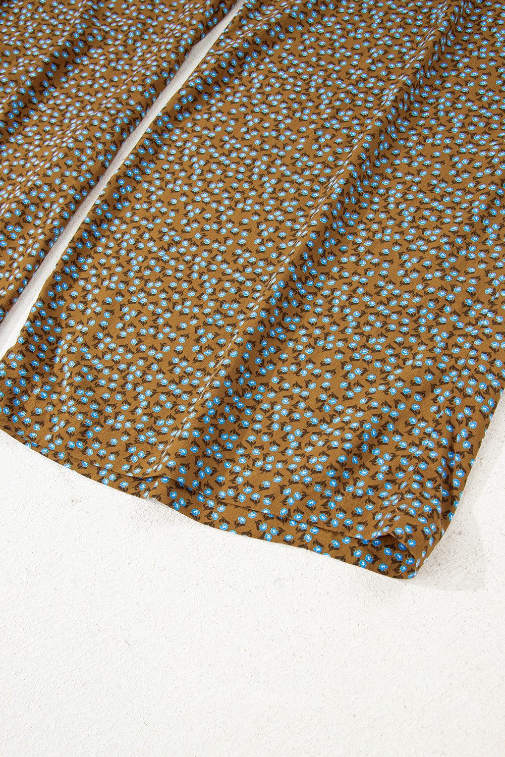 Green Floral Print Western Smocked Bodice Square Neck Wide Leg Jumpsuit