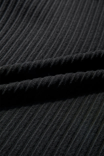 Jet Stream Ribbed Texture Round Neck Long Sleeve Rounded Hem Knit Top