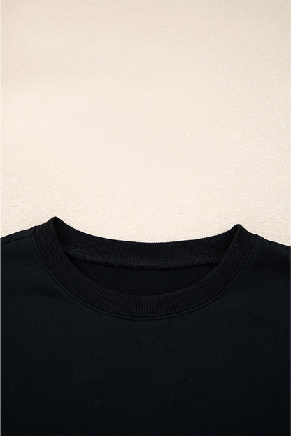 Navy Blue Varsity Striped Detail Drop Shoulder Oversized Sweatshirt