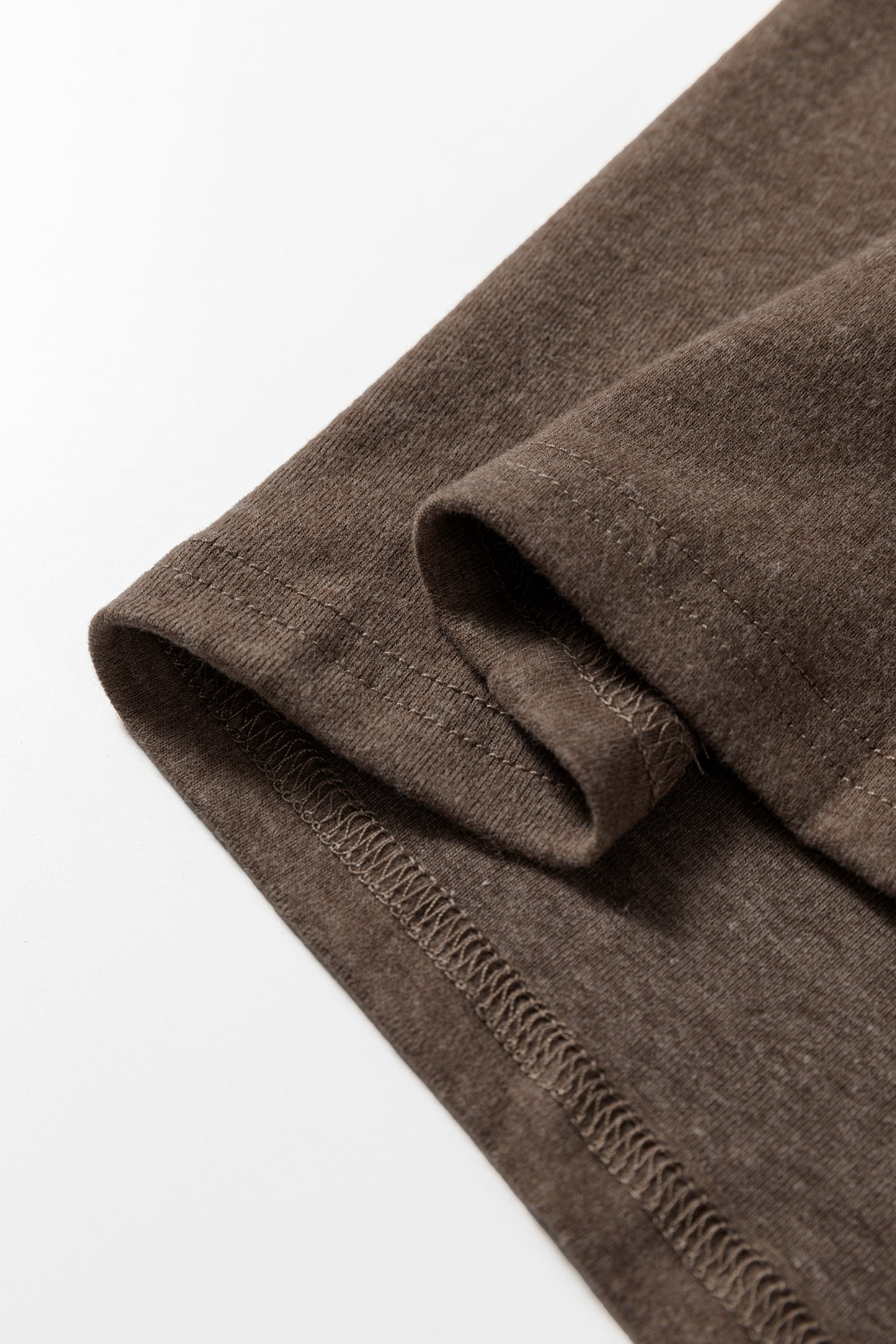 Chicory Coffee Solid Exposed Seam Crew Neck Long Sleeve Top