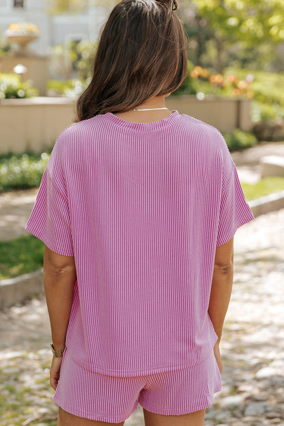 Phalaenopsis Ribbed Sequined Easter Bunny Graphic Tee and Short Set