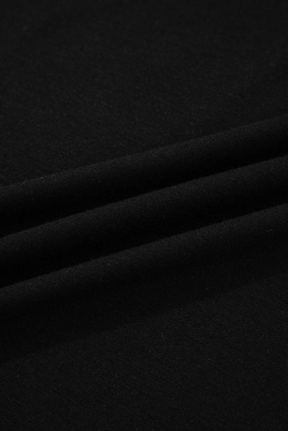 Black Ruffled Wide Leg Pull On High Waist Pants with Pockets