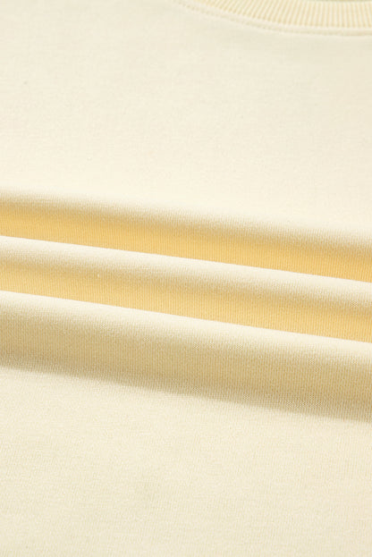 Beige Double Tiered Ruffle Hem Long Sleeve Loose Mini Dress