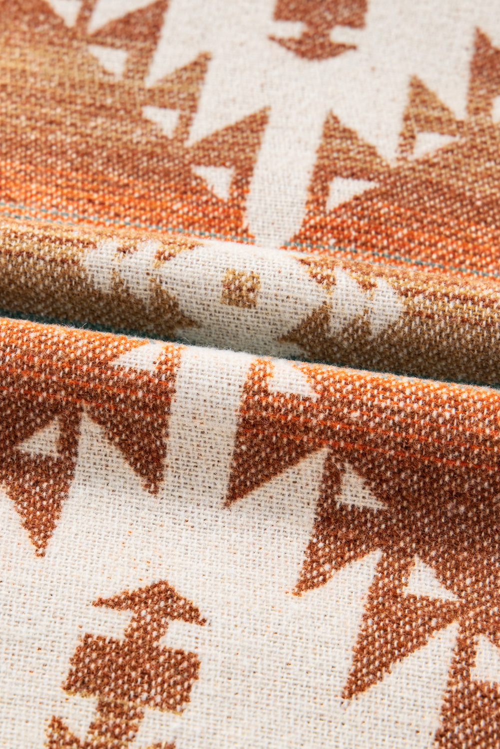 Khaki Quarter Zip Elastic Cuffs Aztec Sweatshirt