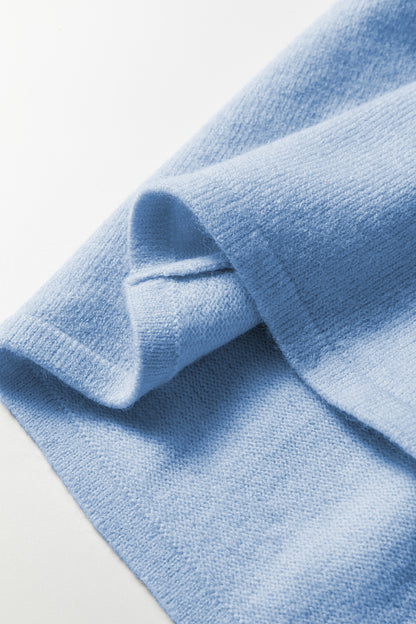 Beau Blue 3/4 Sleeve Boxy Knit Button Down Sweater Cardigan