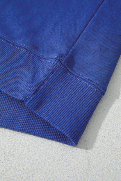 Sky Blue Varsity Striped Detail Drop Shoulder Oversized Sweatshirt