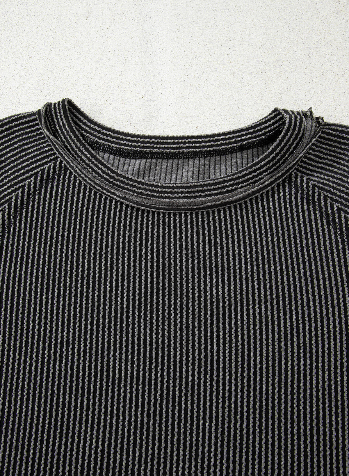 Dark Grey Corded Lantern Sleeve Top High Waist Ruffled Mini Skirt Set