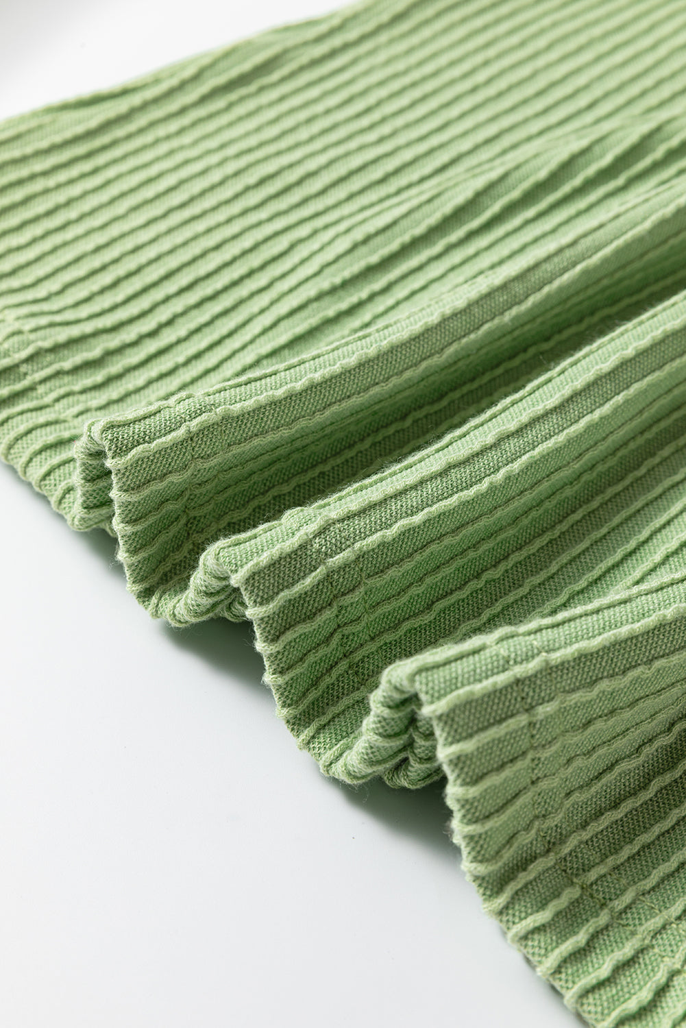 White Color Block Corded Knit Crew Neck Tee