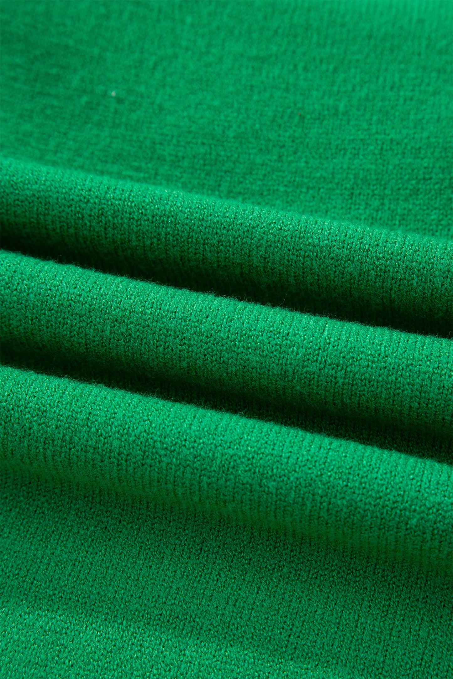 Bright Green Shiny Lucky Striped Flutter Sleeve Round Neck Sweater