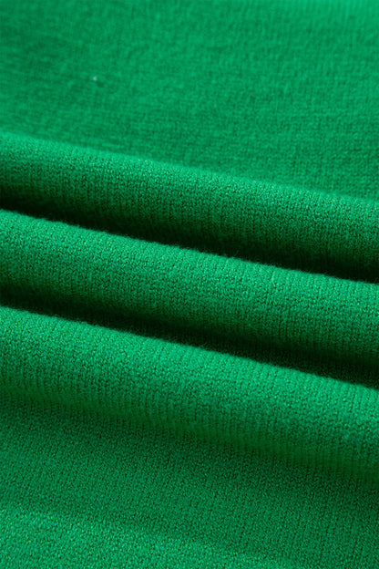 Bright Green Shiny Lucky Striped Flutter Sleeve Round Neck Sweater