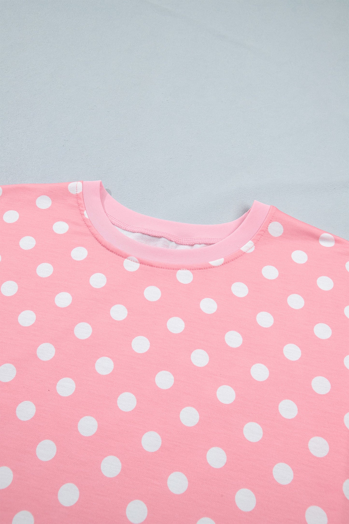 Green Polka Dot Oversized Top Drawstring Short Set