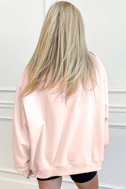 Apricot Pink Bubble Gum Bunny Chenille Patch Sweatshirt