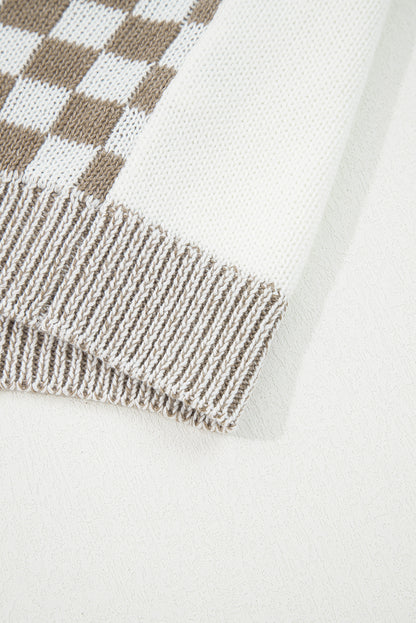 Black Checkered Open Front Drop Shoulder Cardigan