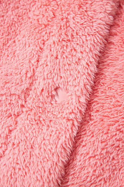 Gossamer Pink Varsity Striped Banding Patchwork Winter Plush Vest