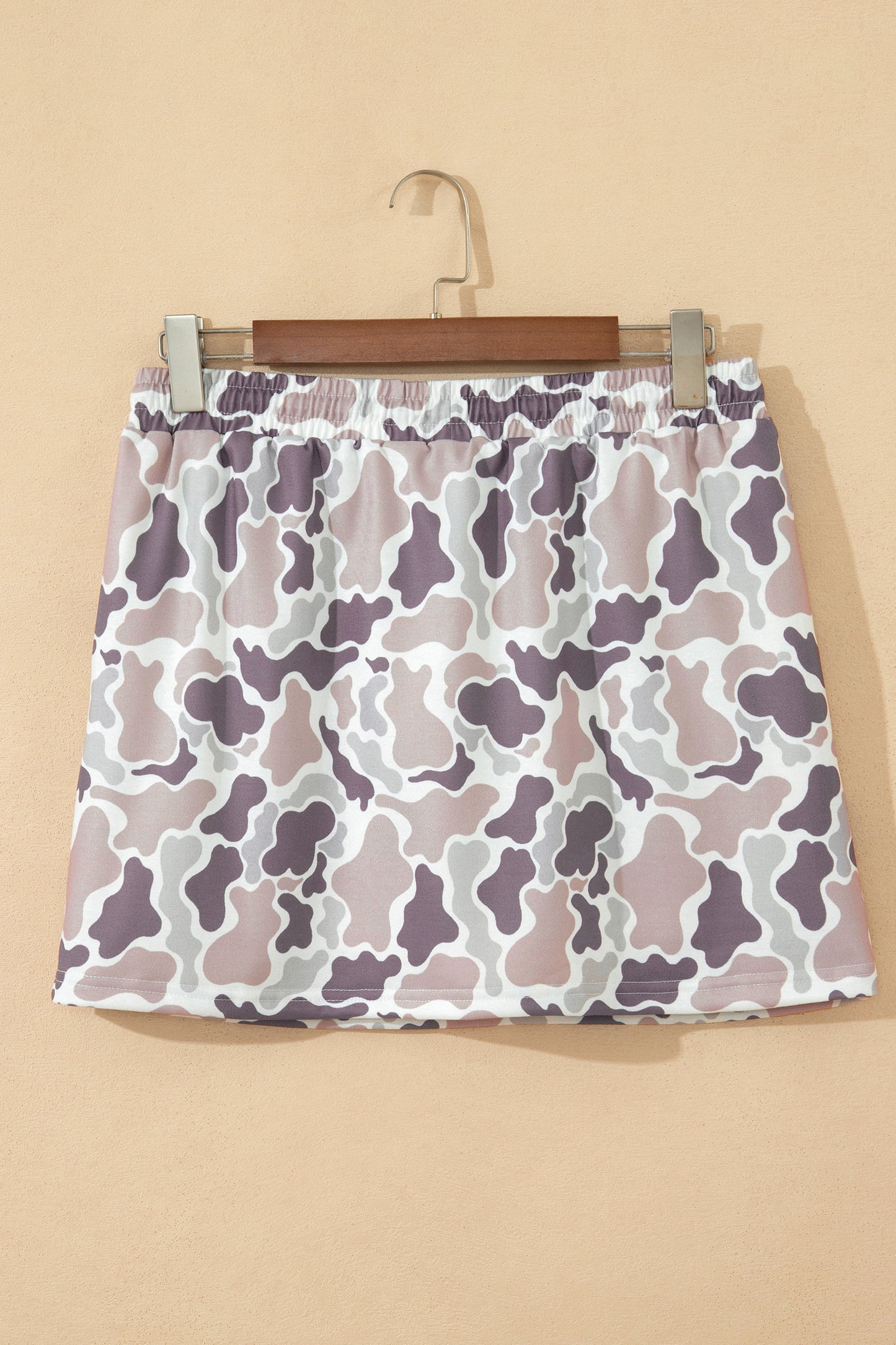 Sky Blue Abstract Camo Elastic Waist Drawstring Mini Skort