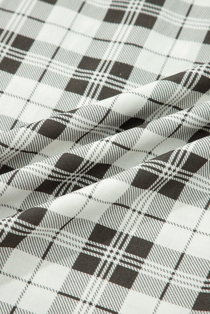 Gray Plaid Wide Leg Casual Pants