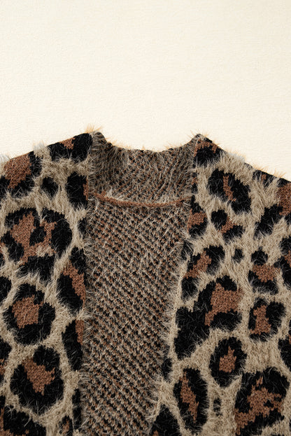 Brown Leopard Open Casual Cardigan