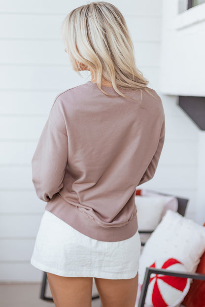 Dark Khaki GOBBLE Letter Graphic Thanksgiving Shift Sweatshirt