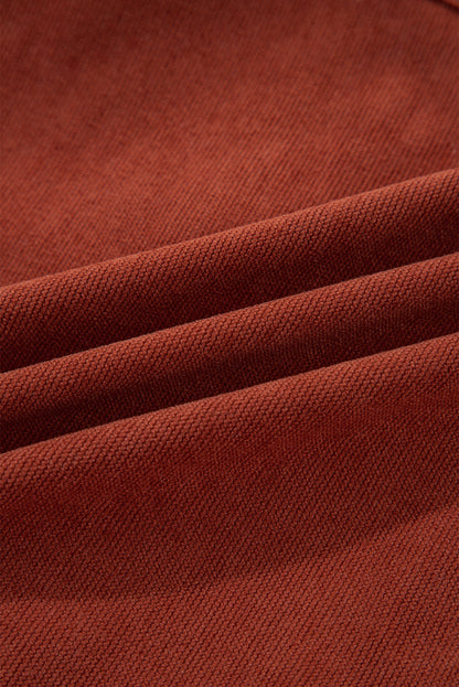 Gold Flame Velvet Flap Pockets Drop Shoulder Casual Shacket