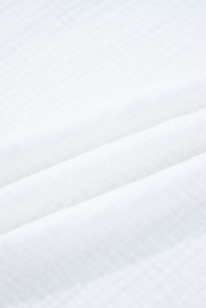 White Plant Mesh Patched Color Block Half Button Blouse