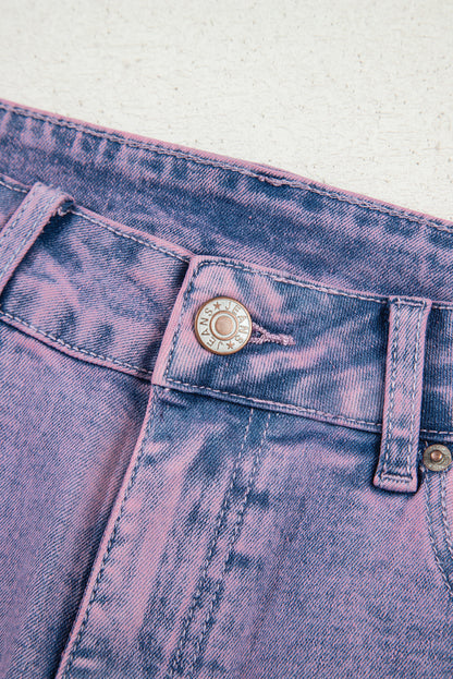 Orchid Petal Vintage Wash Frayed Hem Ankle-length Jeans