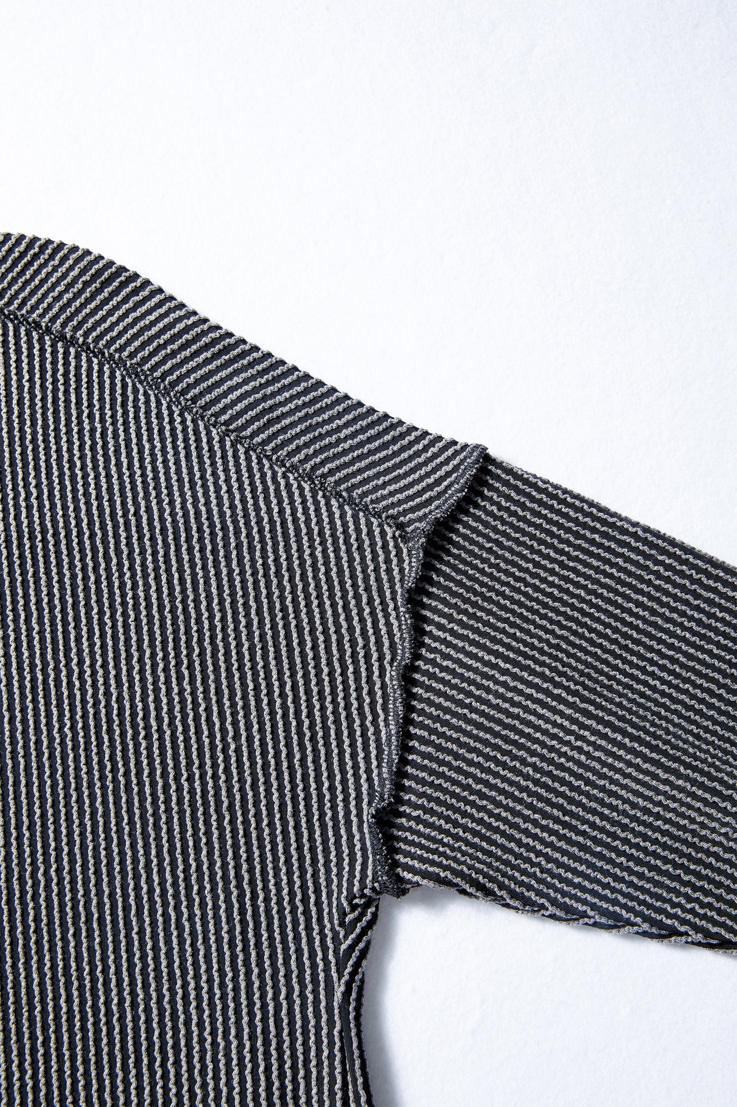 Parchment Twist Ribbed Exposed Seam Detail Long Sleeve Loose Top