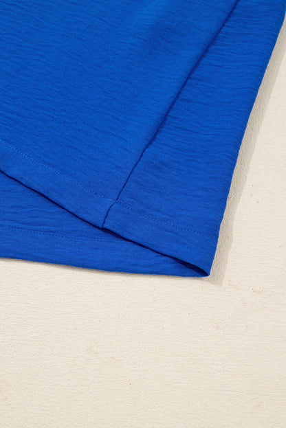 Sky Blue Frilled V Neck Bracelet Sleeve Shift Mini Dress