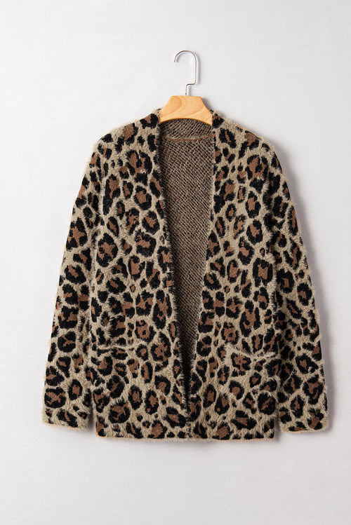 Brown Leopard Open Casual Cardigan