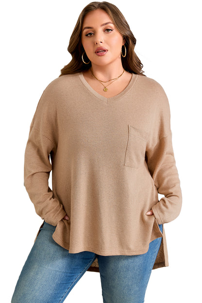 Parchment Plus Size Drop Shoulder Knit Tunic Top
