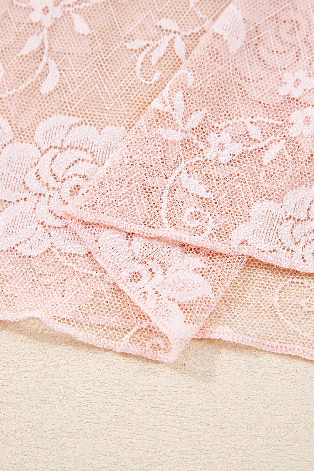 White Sheer Floral Lace Mesh Mock Neck Long Sleeve Top