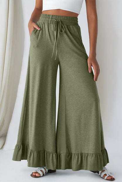 DUNE Ruffled Wide Leg Pull On High Waist Pants with Pockets