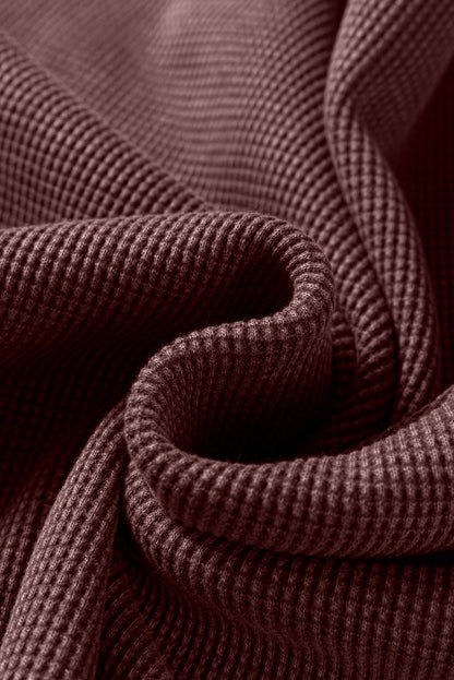 Mist Green Waffle Knit Patchwork Long Sleeve Loose Top