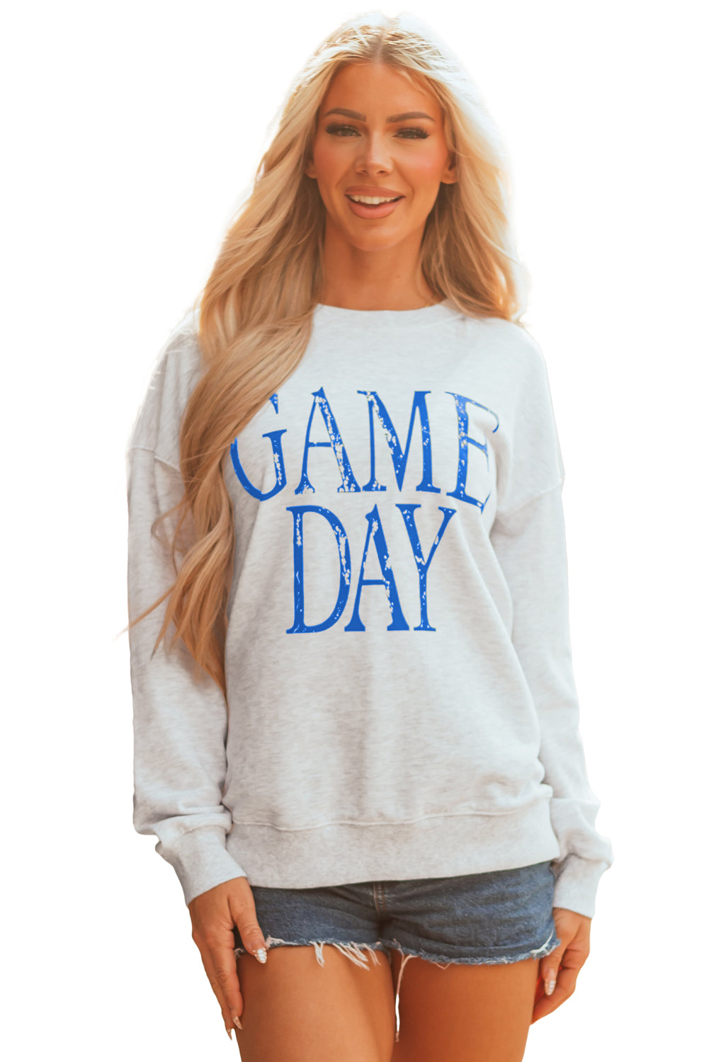Black Vintage Washed GAME DAY Graphic Baggy Sweatshirt