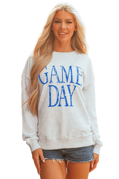Black Vintage Washed GAME DAY Graphic Baggy Sweatshirt