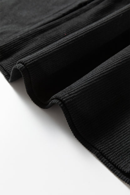 Black Front Slit Shift High Waist Midi Skirt