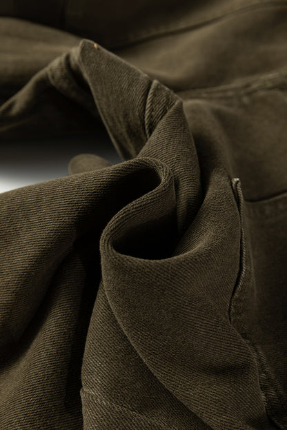 Jungle Green Double Waistband Loose Straight Jeans