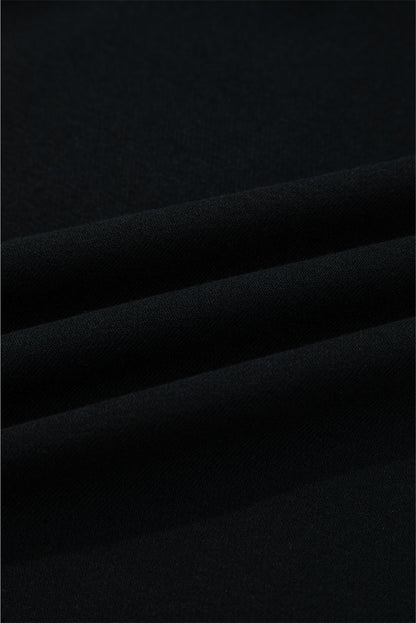 Black Varsity Baseball Bow Graphic Striped Sleeve Baggy Sweatshirt