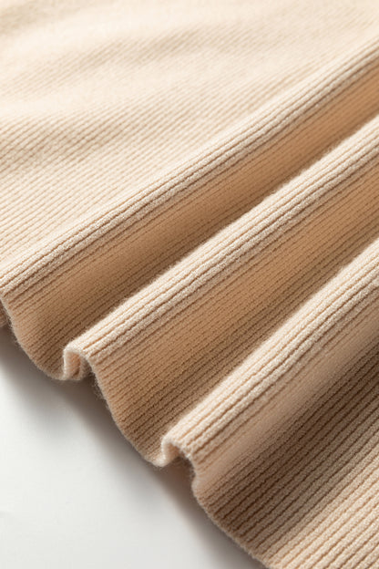 Khaki Color Block Plain Ribbed Knit Baggy Sweater