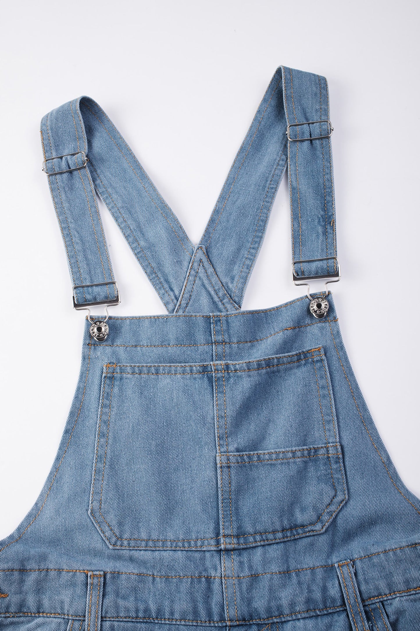 Dark Blue Retro Bib Pocket Buckle Straps Casual Denim Jumpsuit