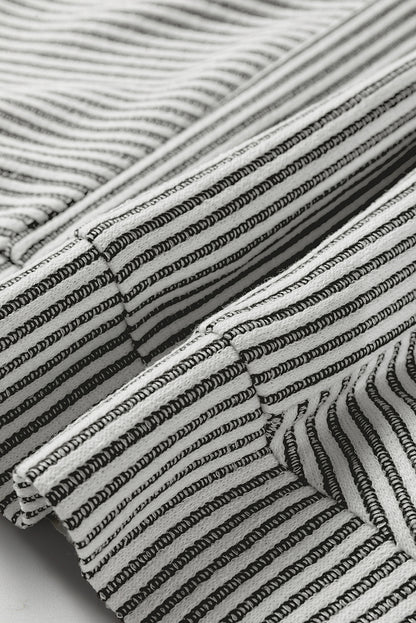 Gray Ribbed Knit Round Neck Long Lantern Sleeve Top