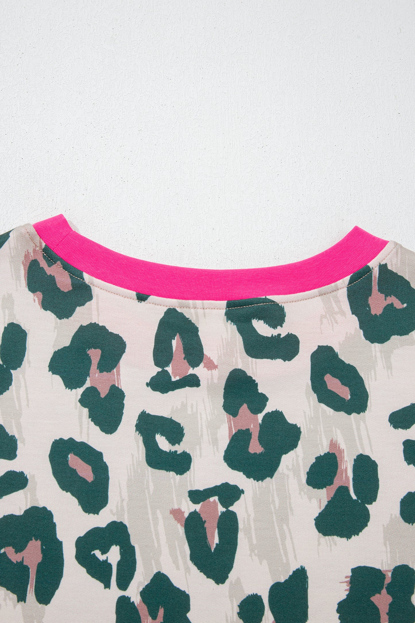 Brown Unique Leopard Print Contrast Trim Top Loose 2pcs Short Set