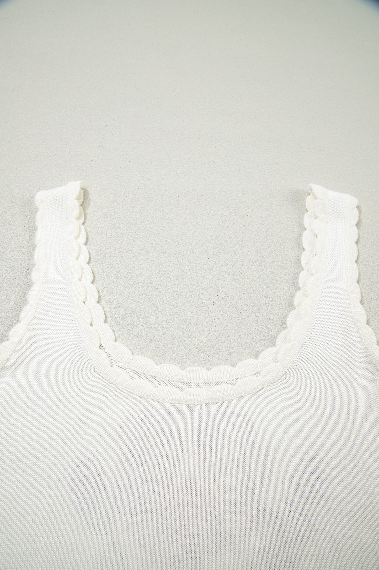 White Retro Floral Print Scalloped Square Neck Knit Sweater Vest